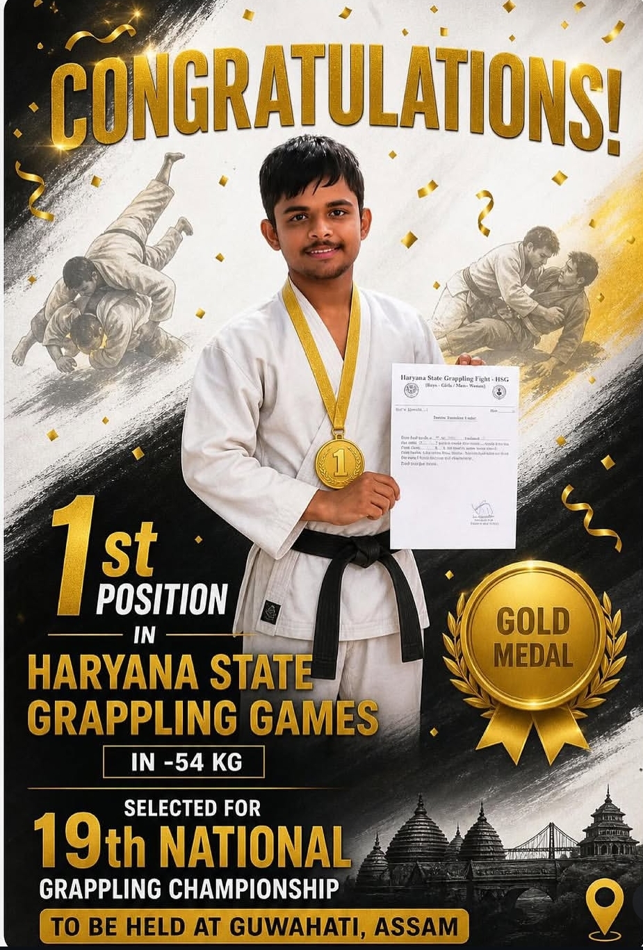 Devansh — Haryana State Grappling Games Gold Medalist